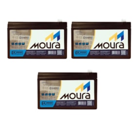 Kit 3 Baterias Estacionária VRLA 9Ah 12V Moura Nobreak - 12MVA-9
