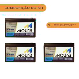 Segunda imagem do produto Kit 3 Baterias para Alarme 4Ah 12V Moura - 12MVA-ALARME