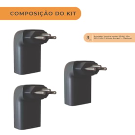 Segunda imagem do produto Kit 3 Unidades do Protetor contra surtos (DPS) 10A 127/220V 3 Pinos Pocket - Clamper