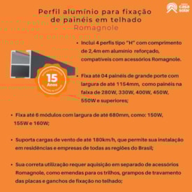 Segunda imagem do produto Kit 4 Perfis de Alumínio H 2400mm Para Telhado Pratic Lite - Romagnole