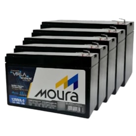 Kit 5 Baterias Estacionária VRLA 9Ah 12V Moura Nobreak - 12MVA9