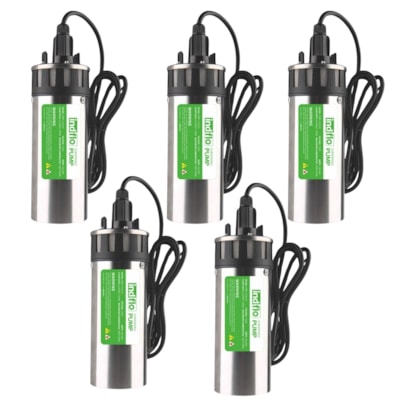 Kit 5 Bombas Solar Submersa 150 a 390L/hora até 70MCA 24V Indflo