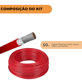 Segunda imagem do produto Kit 50 Metros Cabos Vermelho Ligação Placas Solares 6mm