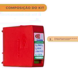Segunda imagem do produto  Kit 6 unidades Plugue DPS para Proteção de Surto CC 1040V 40kA Clamper