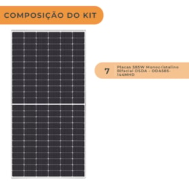 Segunda imagem do produto Kit 7 placas 585W monocristalino bifacial OSDA - ODA585-144MHD
                                            