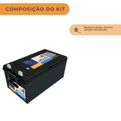 Segunda imagem do produto Kit 8 Baterias Estacionarias Moura 234Ah 12V (antiga 220Ah) - 12MS234