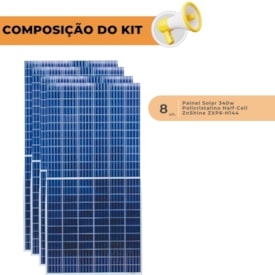 Segunda imagem do produto Kit 8 unidades de Painel Solar 340W Policristalino Half-Cell ZnShine