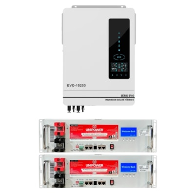 Kit Backup Anern EVO 10,2kW 48/220V com 2 Bateria Solar Litio 100Ah Unipower