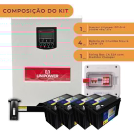 Segunda imagem do produto Kit Backup Inversor Unipower 3kW 48/127V e bateria chumbo Moura 4,8kW