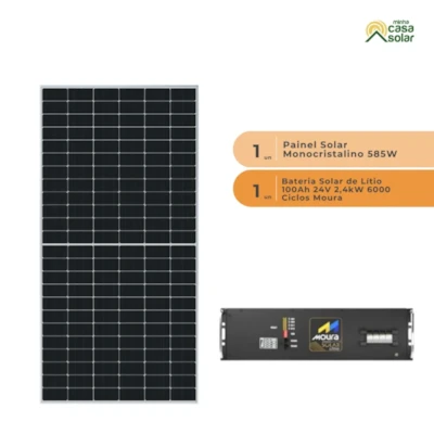 Segunda imagem do produto Kit Bateria de Lítio 100Ah 24V Moura 24MSL100 com 1 Placa de 585W