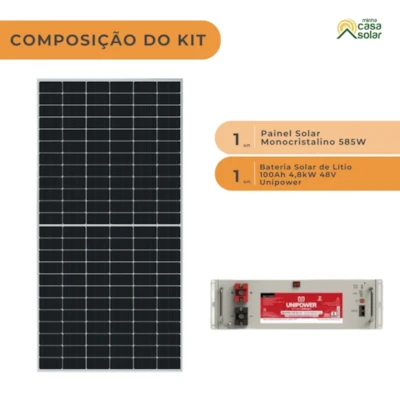 Segunda imagem do produto Kit Bateria de Lítio 100Ah 48V Unipower UPLFP48 com 1 Placa de 585W