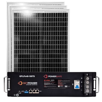 Kit Bateria Lítio 100Ah 48V Getpower 3 Painel Solar 60W - FWDeye