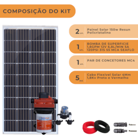 Segunda imagem do produto Kit Bomba Solar 150W para Piscicultura Seaflo 41MCA