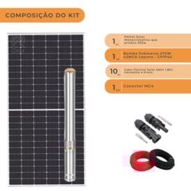 Segunda imagem do produto Kit Bomba Solar 270W Lepono até 42mca ou 2800 L/h