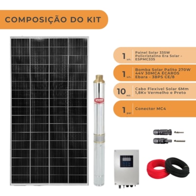 Segunda imagem do produto Kit Bomba Solar 340w Ebara Écaros 44V 30MCA 3BPS CE/8