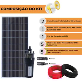 Segunda imagem do produto Kit Bomba Solar BSD-3024 Sun21 Painel 150w Resun Irrigação