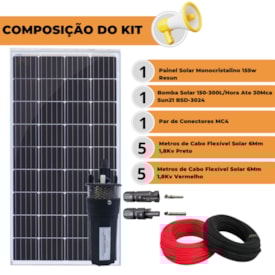 Segunda imagem do produto Kit Bomba Solar BSD-3024 Sun21 Painel 155w Resun Irrigação