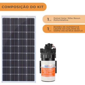 Segunda imagem do produto Kit Bomba Solar de Superfície para Irrigação Seaflo 55MCA