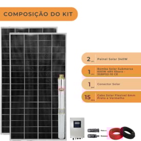 Segunda imagem do produto Kit Bomba Solar Ebara 600W 48V 84MCA 3SBPS2-10