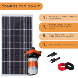 Segunda imagem do produto Kit Bombeamento Solar 155W Resun Bomba Seaflo 396 a 708L/hora