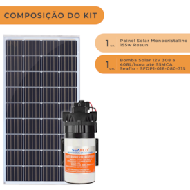 Segunda imagem do produto Kit Bombeamento Solar 155W Resun Bomba Seaflo 408L/h a 360L/h