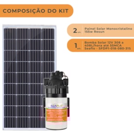 Segunda imagem do produto Kit Bombeamento Solar 310W Resun Bomba Seaflo  408L/h a 360L/h