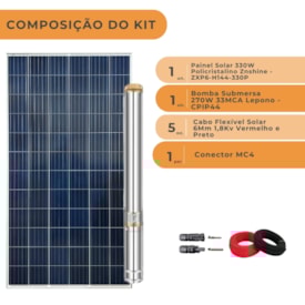 Segunda imagem do produto Kit Bombeamento Solar 330W para Fazendas 2800l/h Lepono 270W