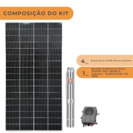 Segunda imagem do produto Kit Bombeamento Solar 3800L/H 180MCA Lepono 3LDP3 8 180 110 1500
