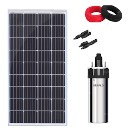 Kit Bombeamento Solar para Poço Bomba Indflo 150 a 390L/hora 24V
