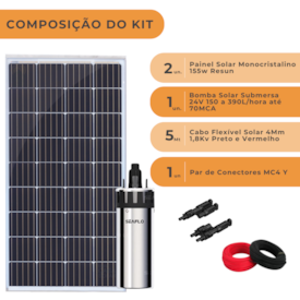 Segunda imagem do produto Kit Bombeamento Solar para Poço Bomba Indflo 150 a 390L/hora 24V
