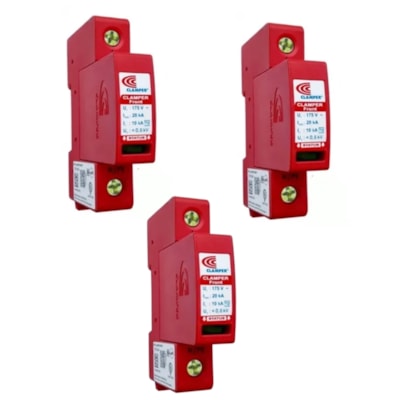 Kit C/ 3 Protetor de Surto DPS CA 175V 20kA Clamper Front