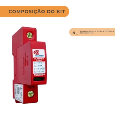 Segunda imagem do produto Kit C/ 4 Protetor de Surto DPS CA 175V 20kA Clamper Front