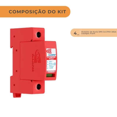 Segunda imagem do produto Kit C/ 4 Protetor de Surto DPS CA 275V 20kA Clamper Front