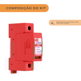 Segunda imagem do produto Kit C/ 4 Protetor de Surto Monopolar DPS 275V 45kA Clamper