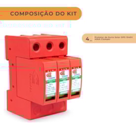 Segunda imagem do produto Kit C/ 4 Protetor de Surto Solar DPS 1040V 40kA Clamper
