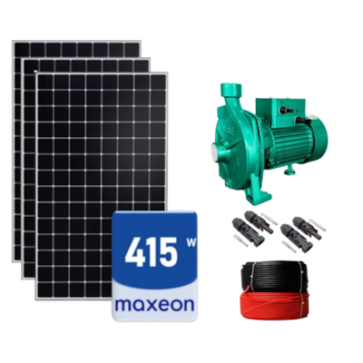 Kit de bombeamento solar Bomba Ebara 950W 114V 36MCA e 3 Painéis Maxeon 415W