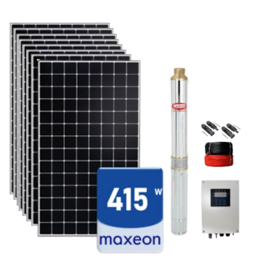 Kit de bombeamento solar Bomba Ebara Submersa Solar 2200W 280V 270MCA e 8 Painéis Maxeon 415W