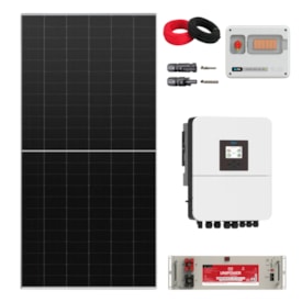 Kit Energia Solar 491kWh/mês Híbrido Deye 220V e Bateria de Lítio 5kWh 220/48V