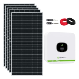 Kit Energia Solar 500kWh Mês Monocristalino Inversor Growatt 3kW 220V