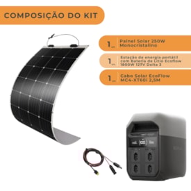 Segunda imagem do produto Kit Estação de Energia Ecoflow Delta 3 127V 1800W com Painel 250W