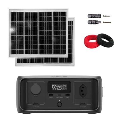Kit Estação de Energia Ecoflow River 3 127V 300W 245Wh com 2 Painéis 30W
