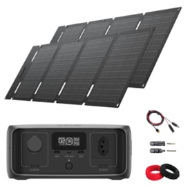 Kit Estação de Energia Ecoflow River 3 127V 300W 245Wh com 2 Painéis 45W