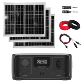 Kit Estação de Energia Ecoflow River 3 127V 300W 245Wh com 3 Painéis 30W