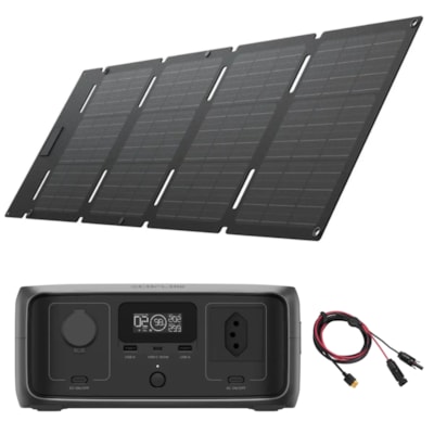 Kit Estação de Energia Ecoflow River 3 127V 300W 245Wh com Painel 45W