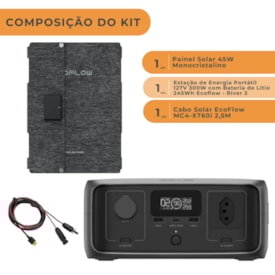 Segunda imagem do produto Kit Estação de Energia Ecoflow River 3 127V 300W 245Wh com Painel 45W