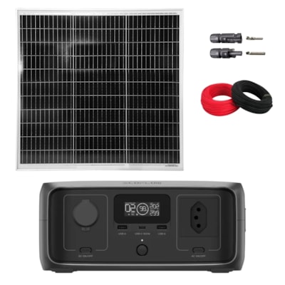 Kit Estação de Energia Ecoflow River 3 127V 300W 245Wh com Painel 80W