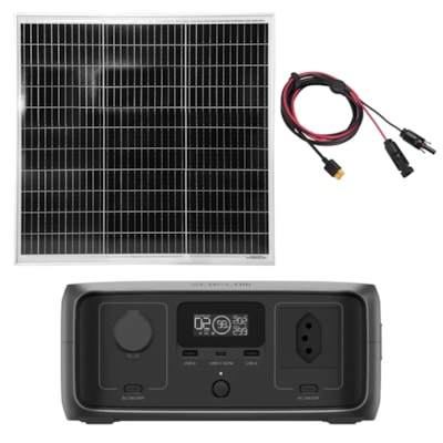 Kit Estação de Energia Ecoflow River 3 127V 300W 245Wh com Painel 80W