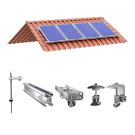 Kit Fixação 4 Módulos Para Telhado Fibrocimento Madeira 1200MM Solar Group