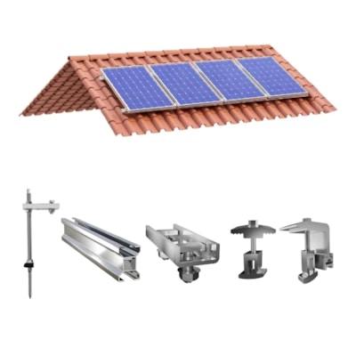 Kit Fixação 4 Módulos Para Telhado Fibrocimento Madeira 1200MM Solar Group