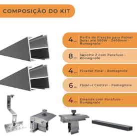 Segunda imagem do produto Kit Fixação Painel Solar até 550W Telhado Cerâmico Romagnole